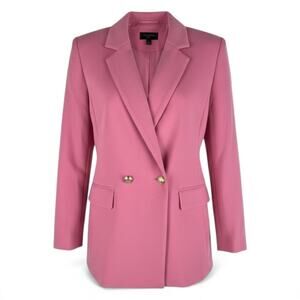 Talbots Double Knit Long Blazer Jacket Double Breasted Pink Size 22W